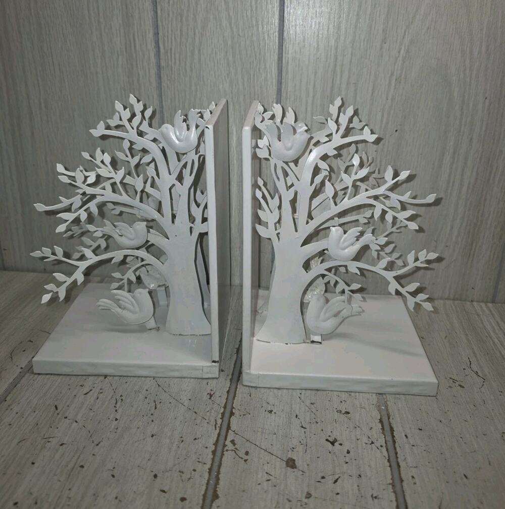 PartyLite Bookend White Woodland Bookends SmartScents Holder P93061 Birds Trees